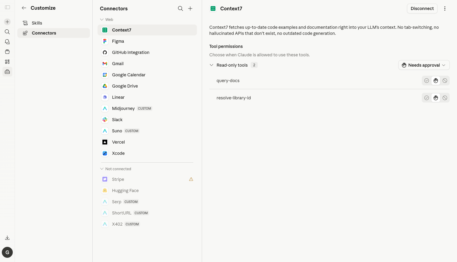 Claude.ai Customize Connectors