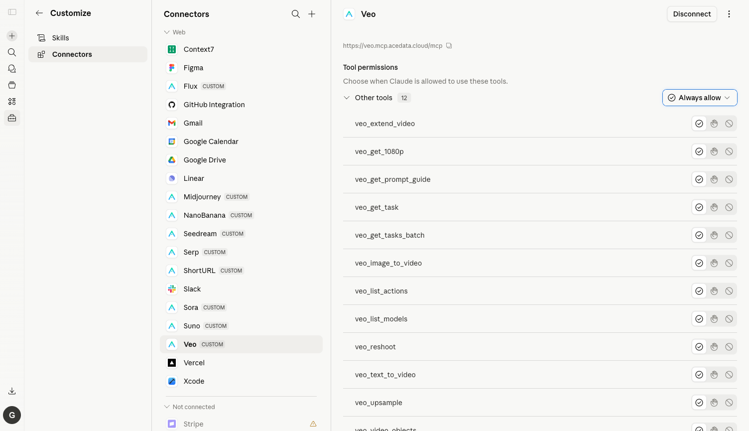Veo Connector Tool List