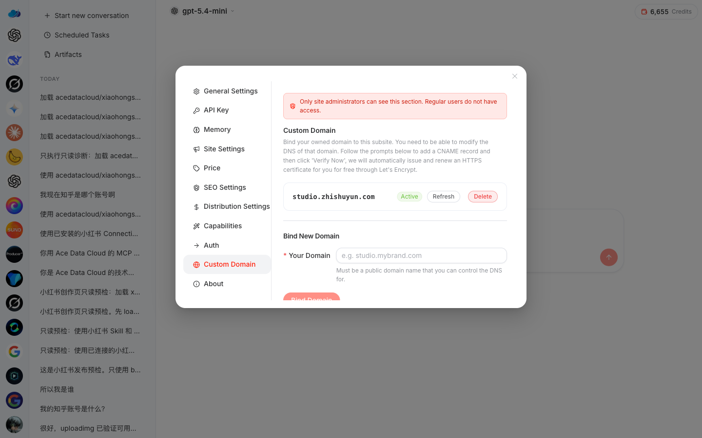 Custom Domain: A CNAME binding your own domain, Let's Encrypt free HTTPS automatic issuance + renewal, status Active
