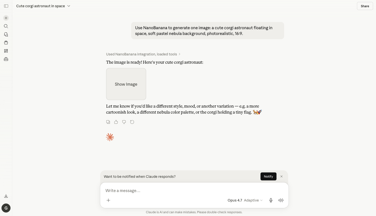 Claude.ai NanoBanana Generation Result