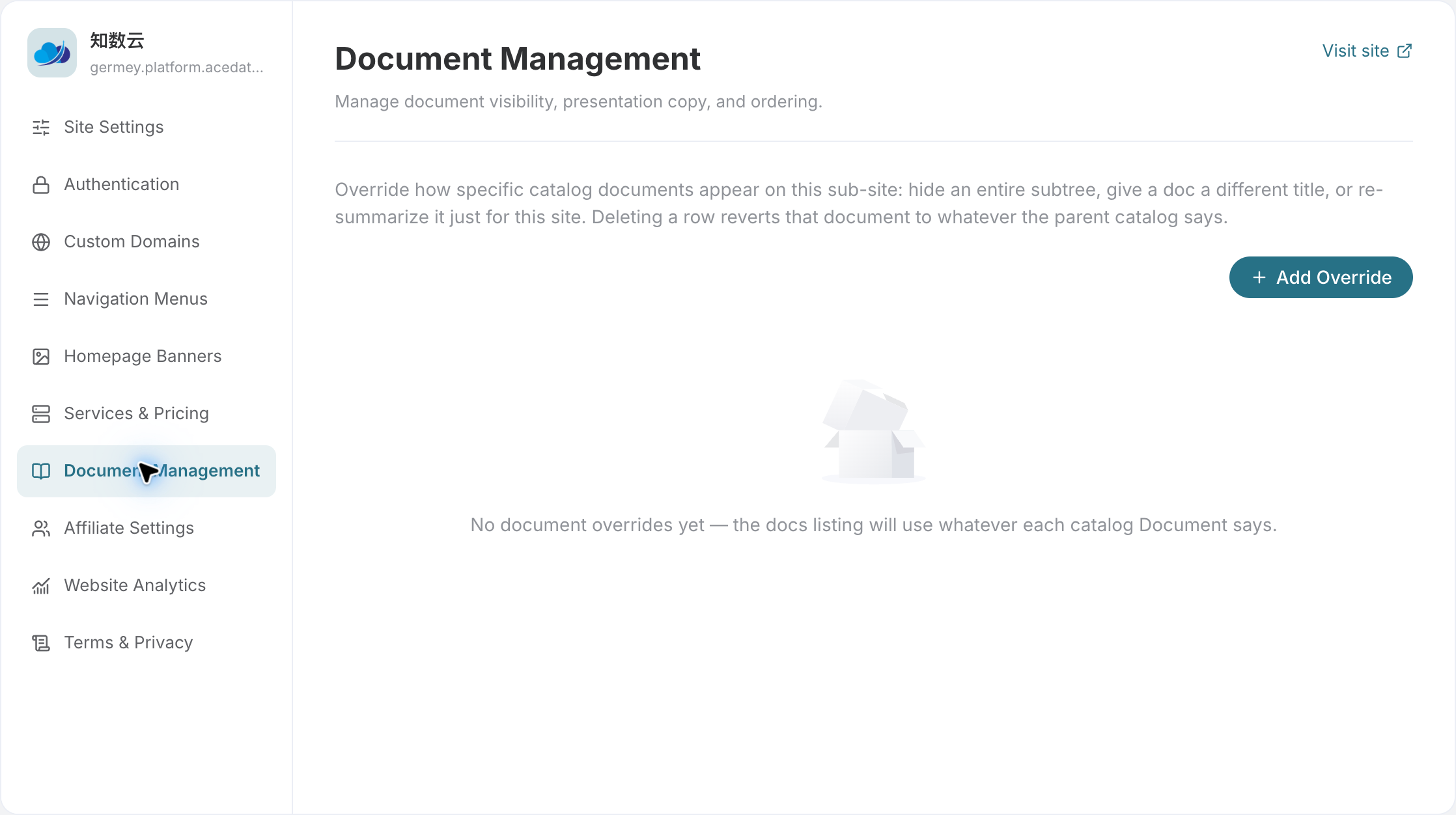 Platform Document Management: Default Directory Used When No Coverage is Set