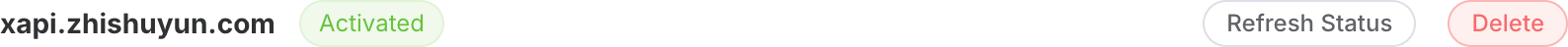 Status line in the API domain section: check if the domain is activated, key area not included in the image