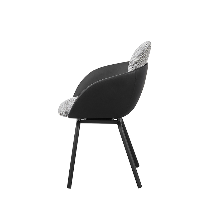 Side view of modern upholstered dining chair