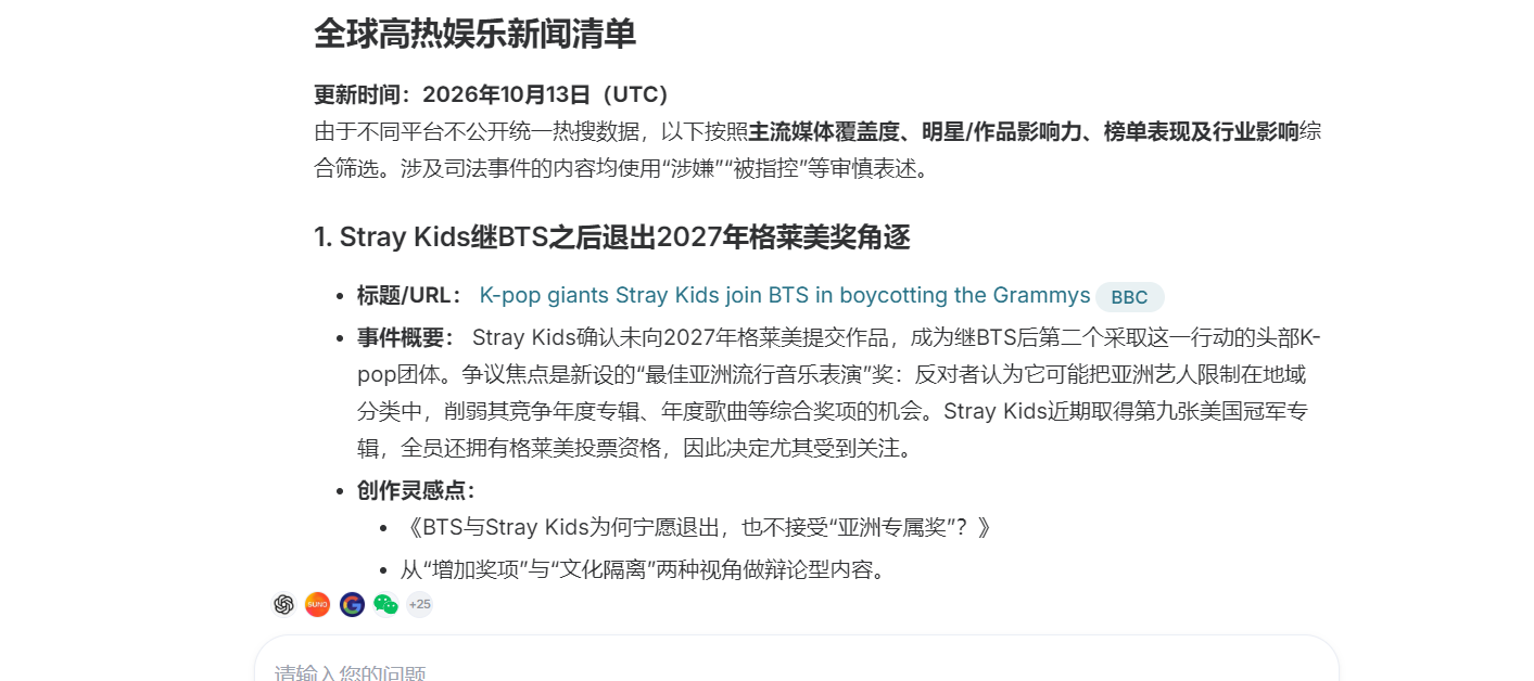 全球娱乐新闻清单